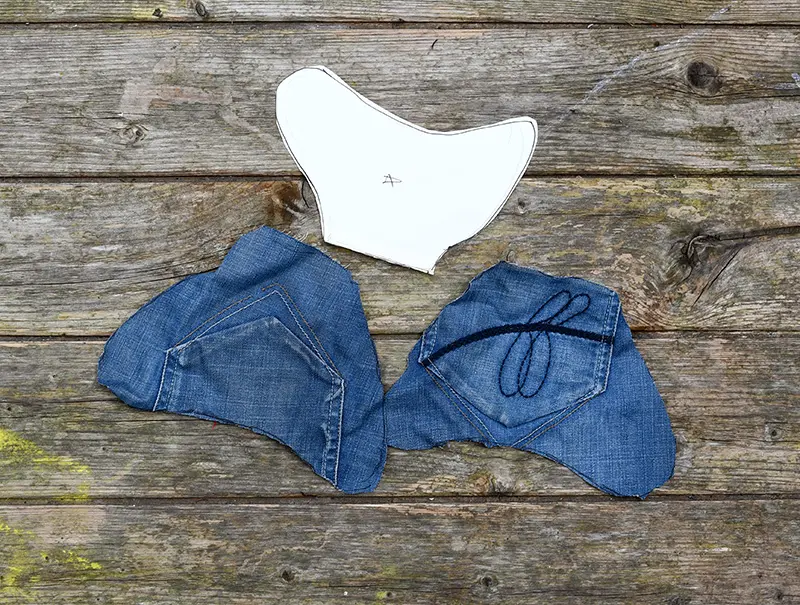 Denim fish pillow tail