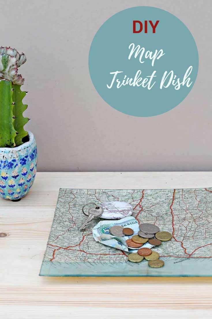 Map decoupage glass tray