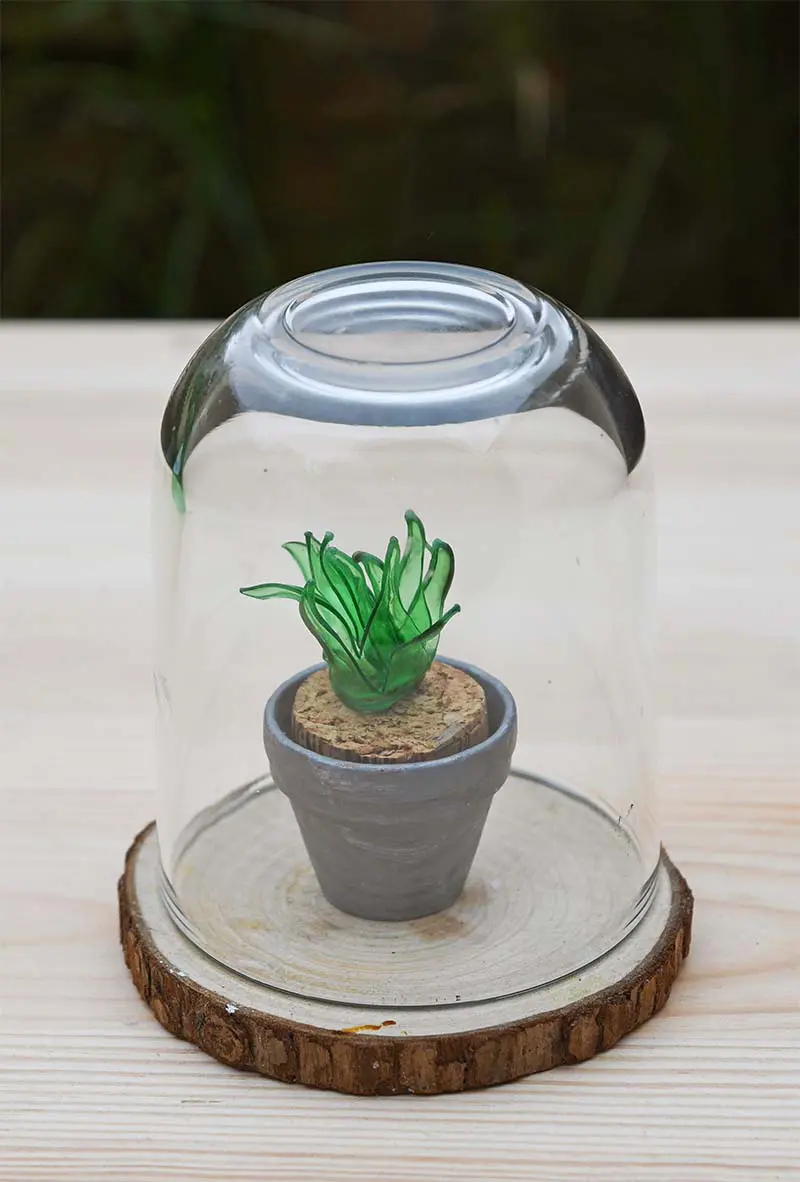 Mini faux succulent from a plastic bottle