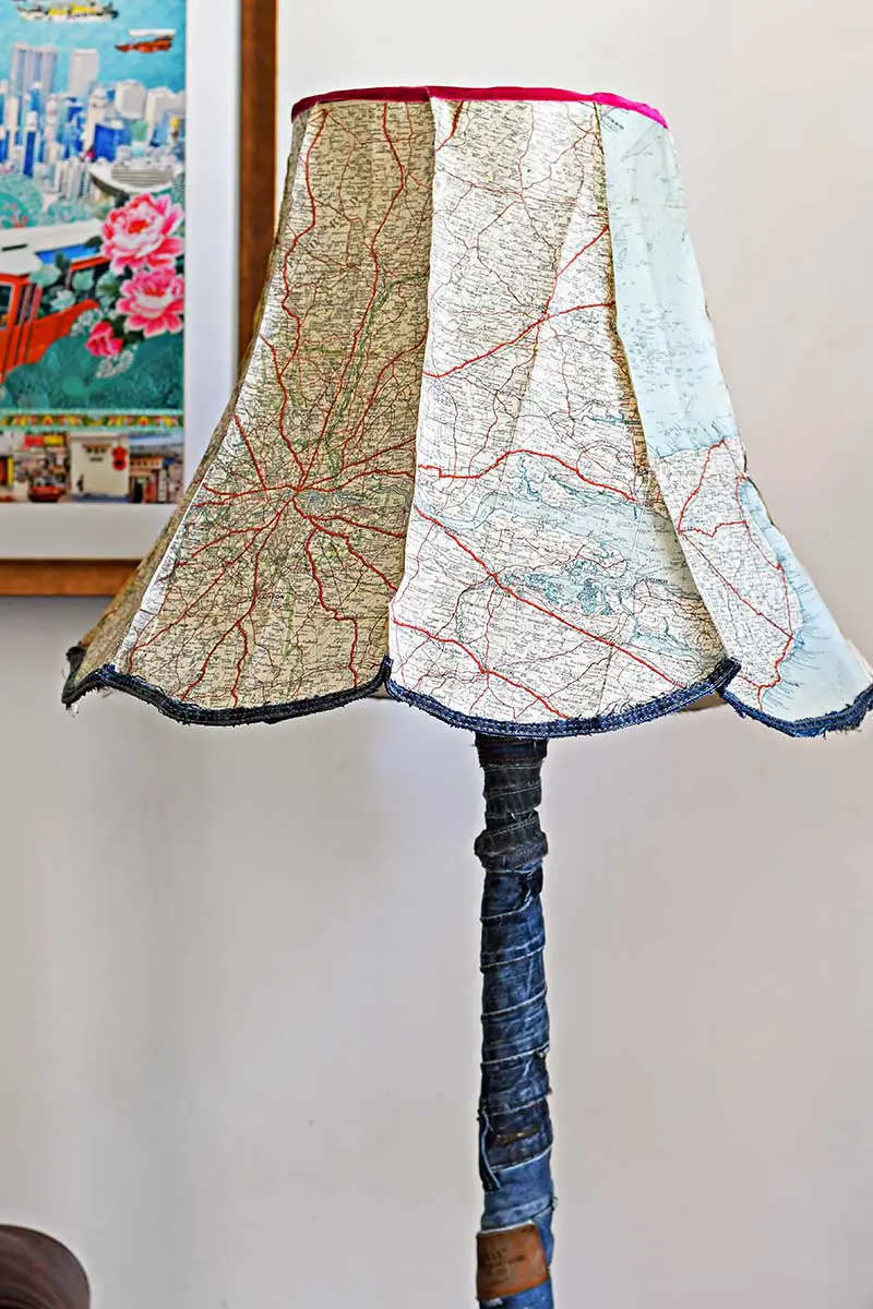 Upcycled vintage map lampshade