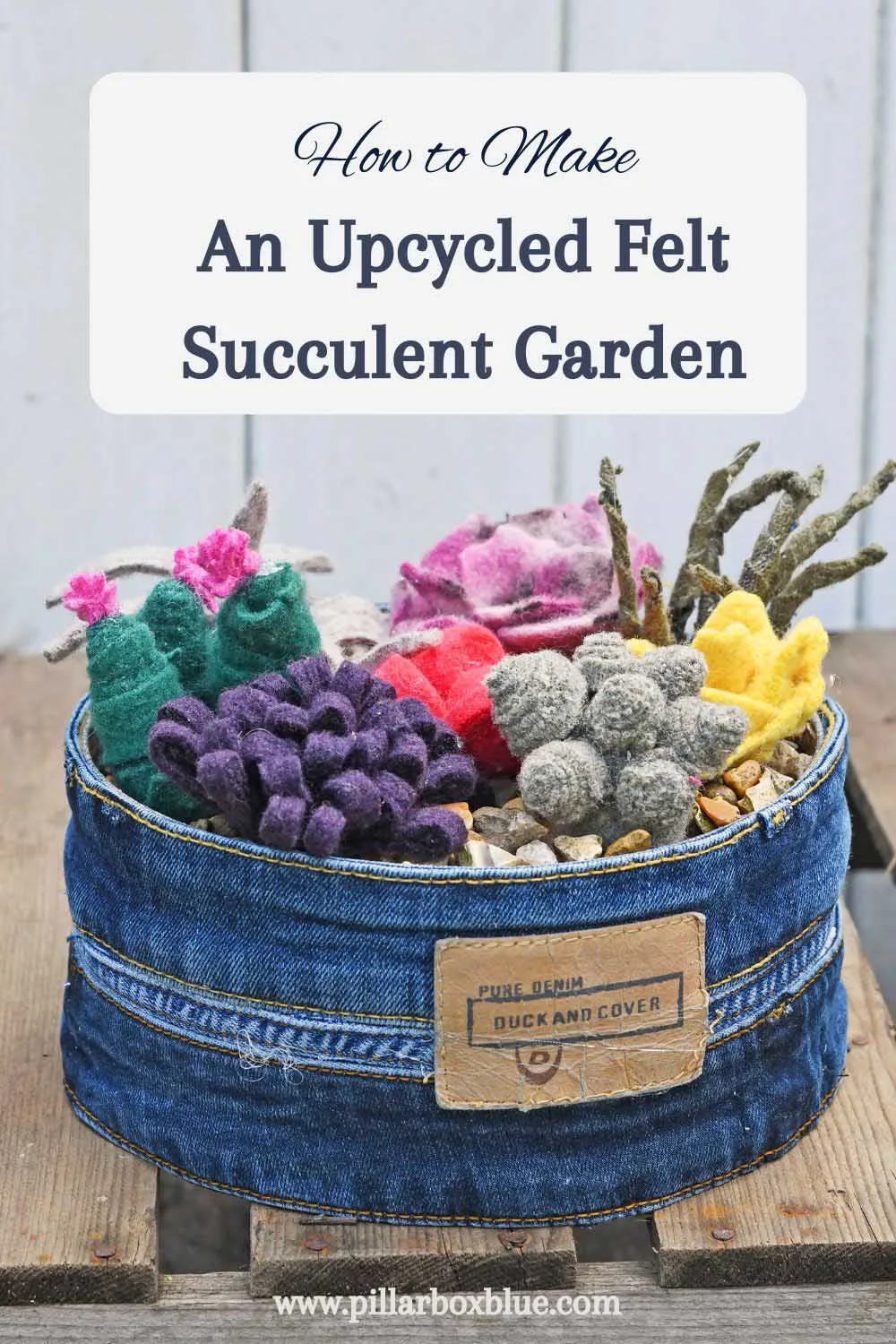 upcycled sweater felt succulent garden