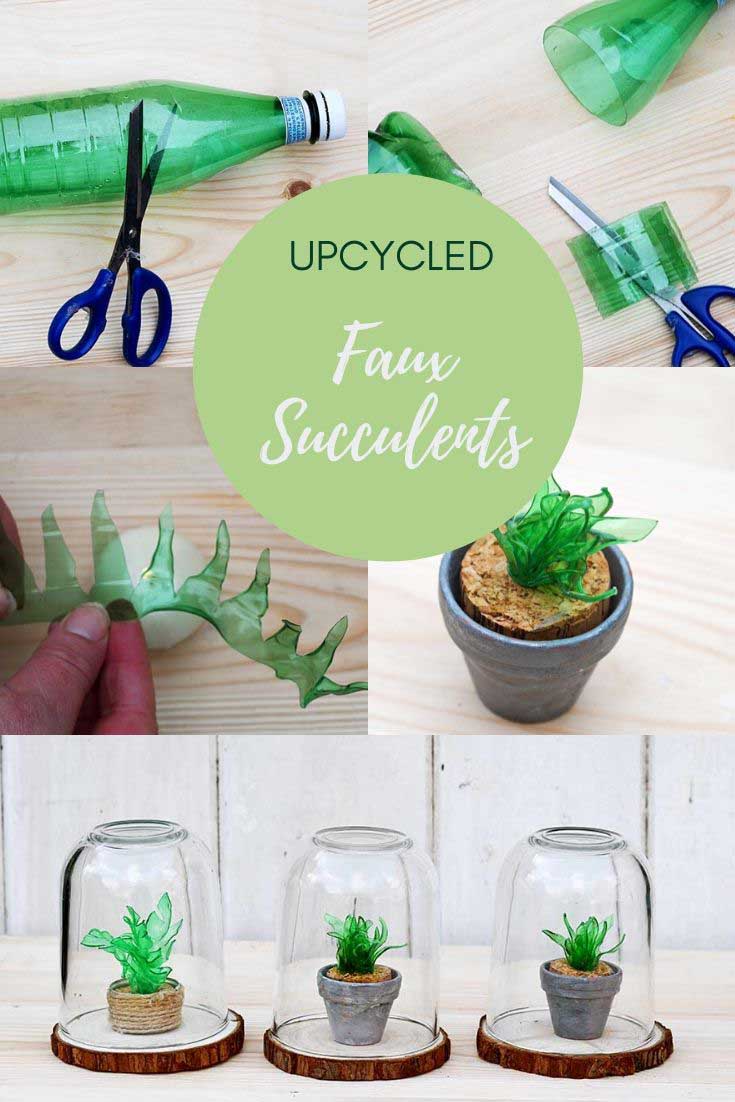 How To Make A Plastic Bottle Faux Succulents Terrarium Pillar Box Blue