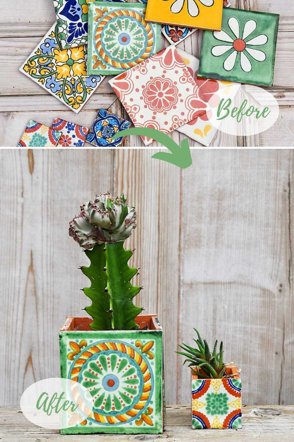 Mexican tile planters