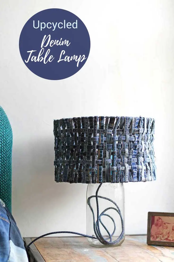 How to make a unique table lamp with denim lampshade