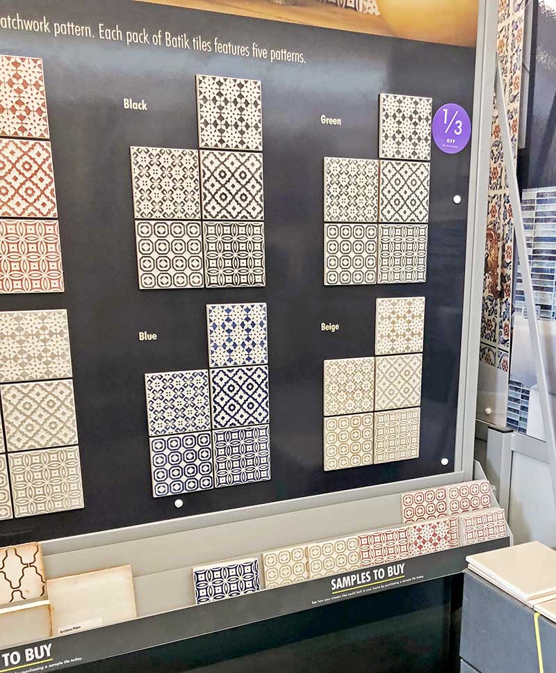 Moroccan tile samples in shop