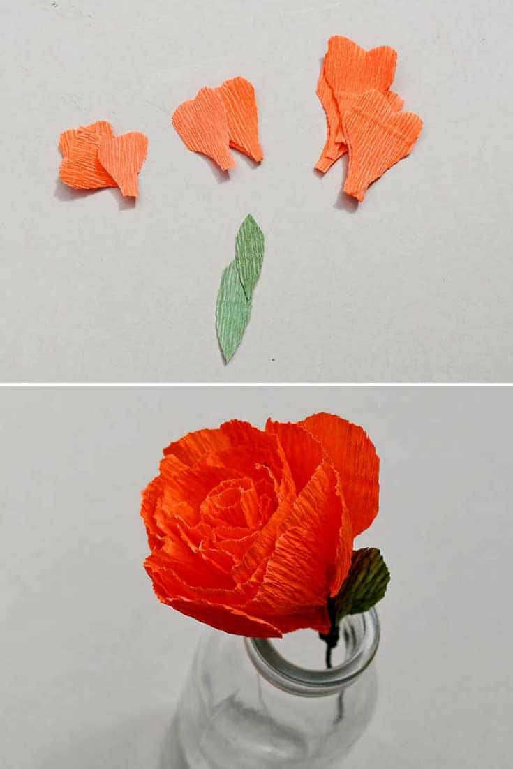 Crepe paper rose flower decoration