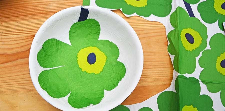 Easy Marimekko Decoupage on Wood Bowls