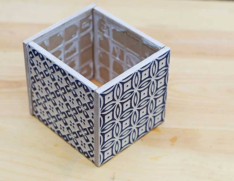 Blue Moroccan tiled cube