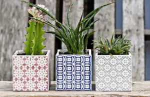 Tiled square Boho Moroccan planters