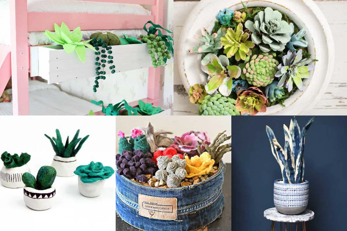 Unique ideas for making homade DIY fake succulent pants for the home