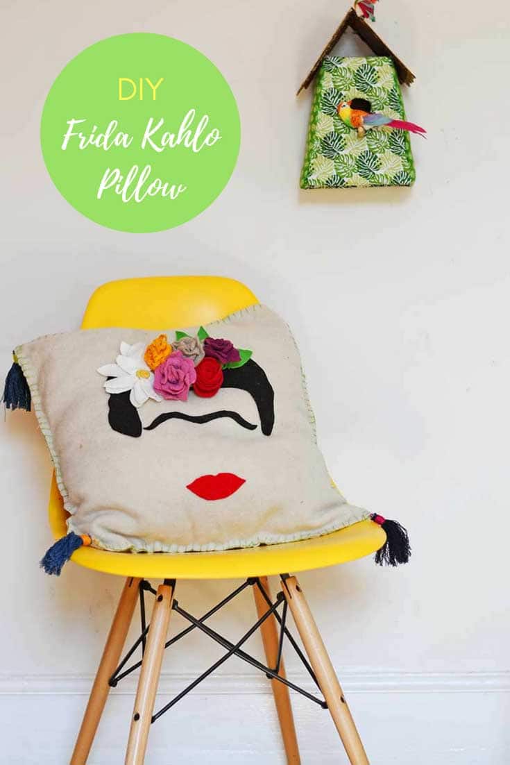 Free Pattern For A Fabulous Easy Frida Kahlo Cushion Pillar Box Blue