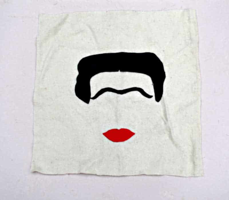 Frida Kahlo felt template on cushion cover