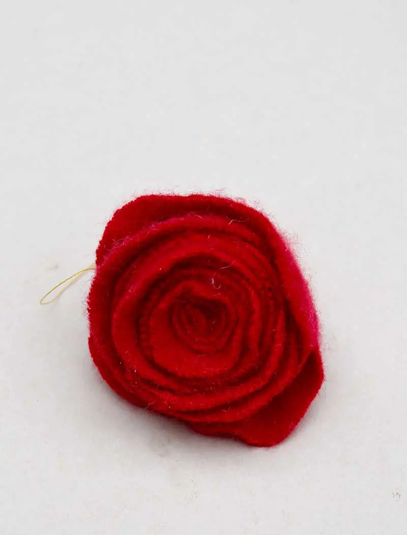 Repurposed sweater felt rolled rose