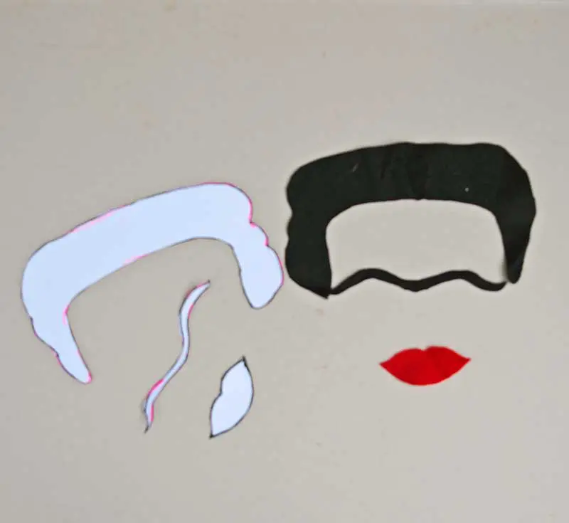 Cutting out the Frida Kahlo hair brow and lips