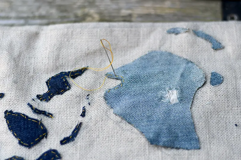 stitching denim floor cushion 