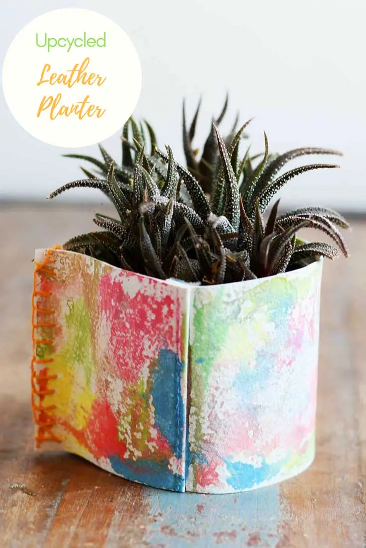upcycled leather planter