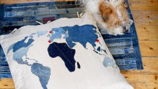 DIY world map floor cushion