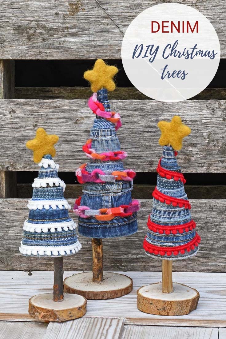 DIY christmas trees from repurposed denim pin