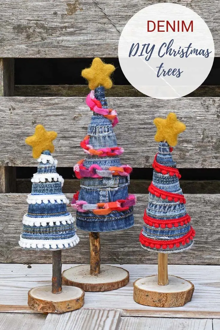 DIY christmas trees from repurposed denim pin
