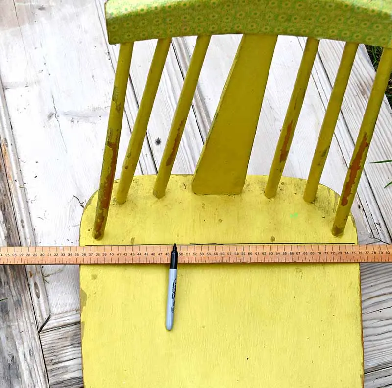 Marking chair saw cut with sharpie