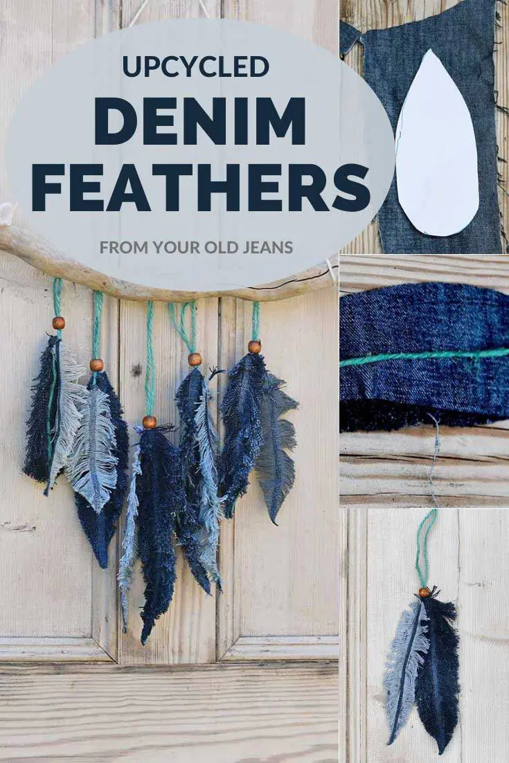 Denim feathers made from old jeans