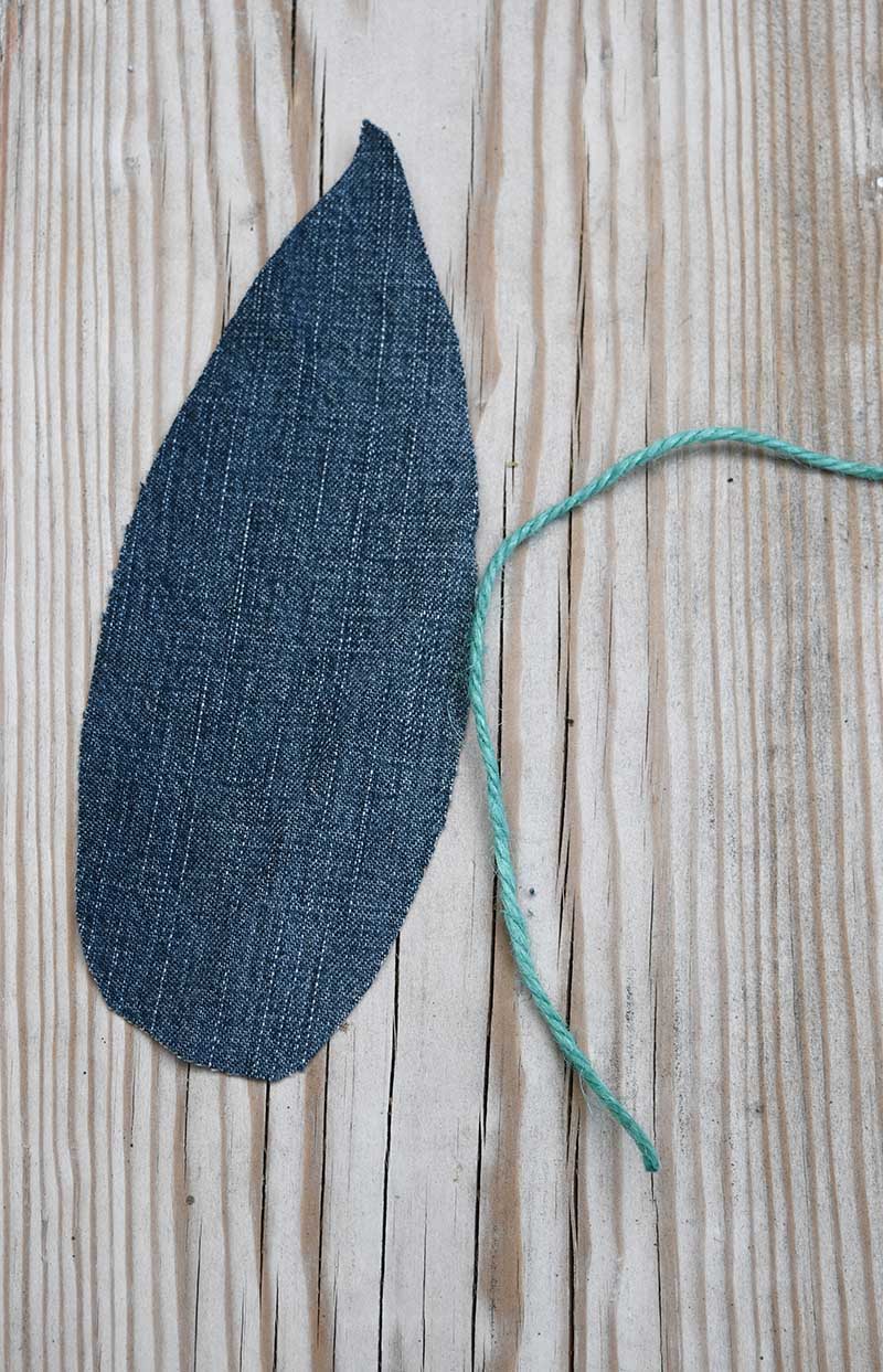 cut denim  shape and twine