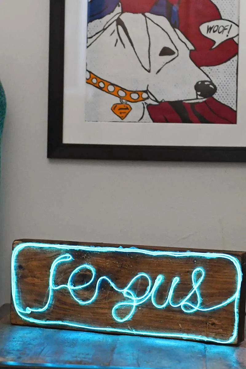 DIY neon sign on wood