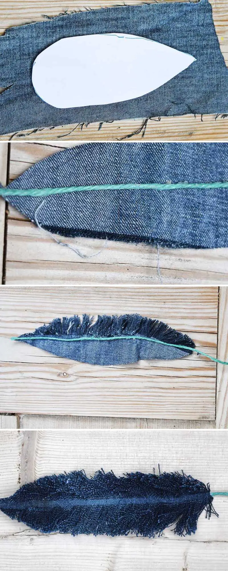 how to make denim feathers