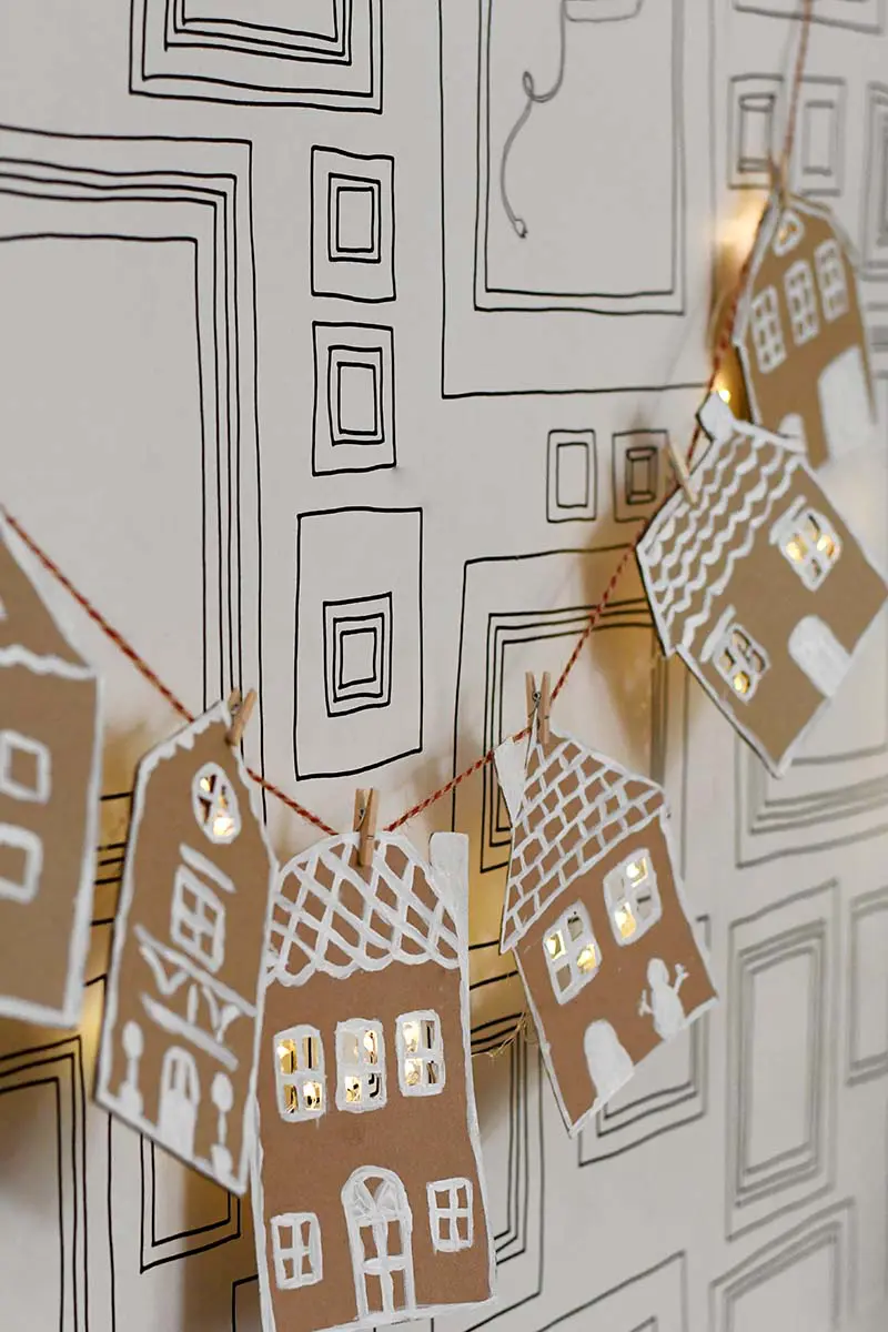 Upcycled Cardboard Gingerbread garland 