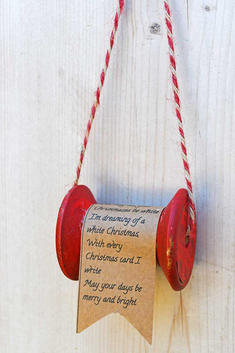 Vintage wooden thread spool ornament