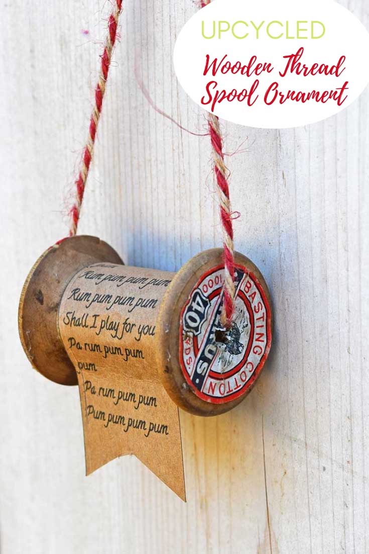 Vintage wooden thread spool ornament