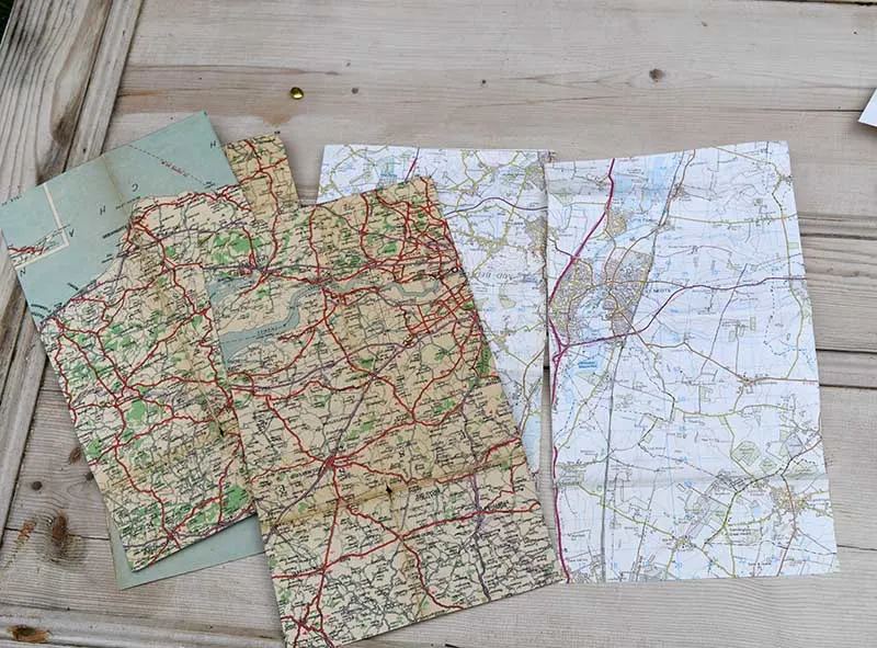 Map sheets for handmade map Christmas crackers.