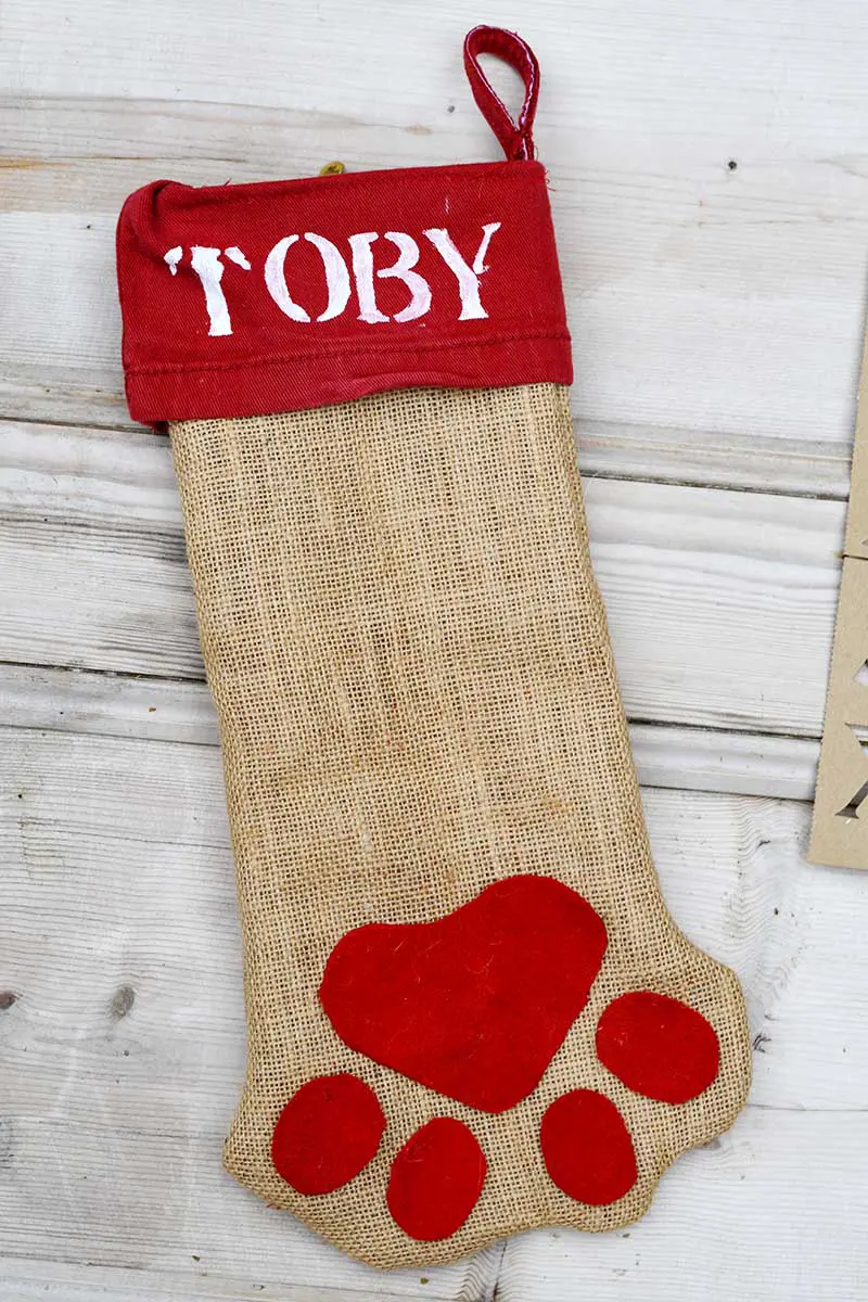 DIY personalized dog Christmas stocking