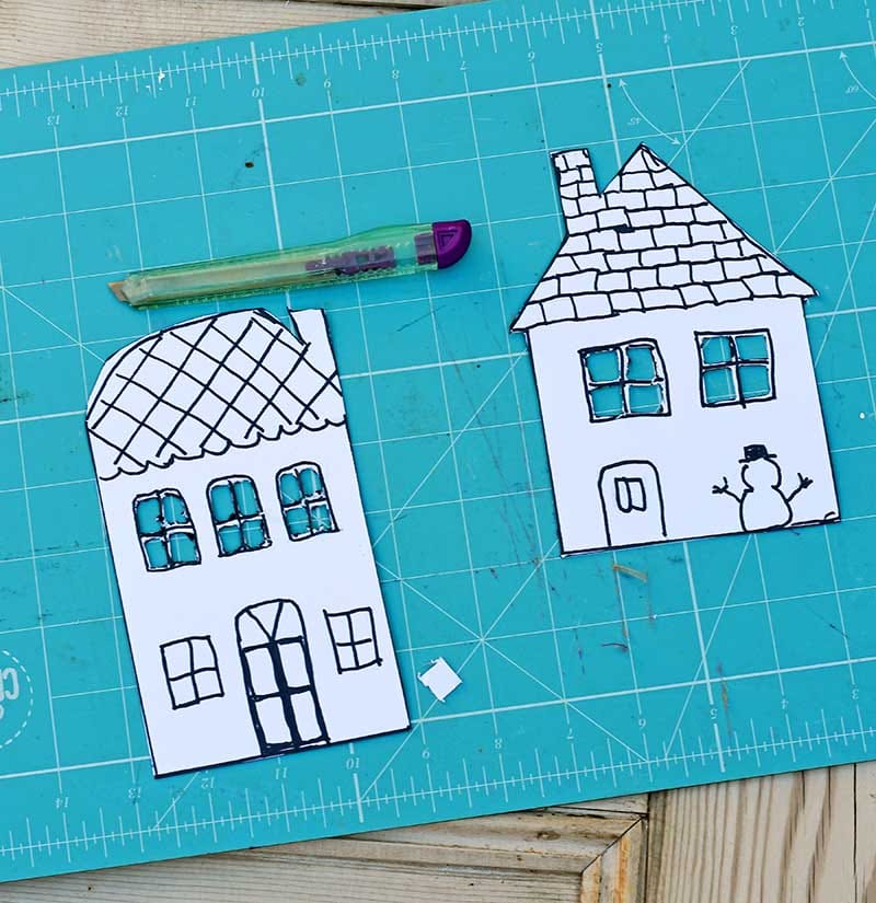 Cutting out gingerbread house templates