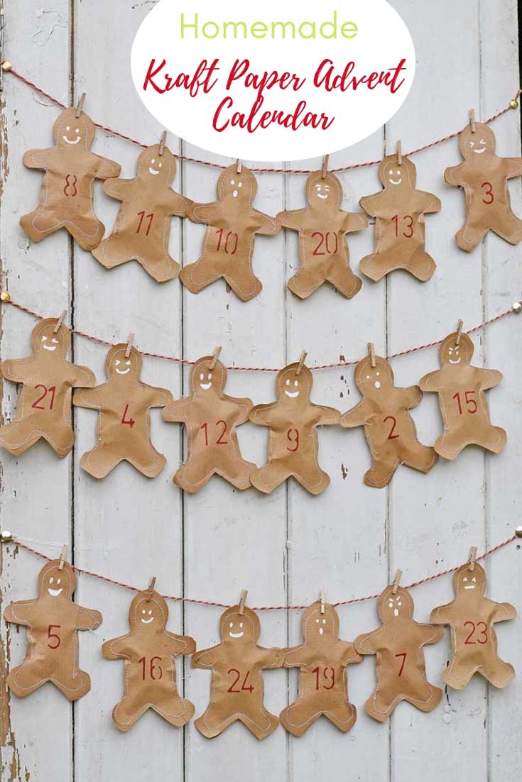 kraft paper gingerbread homemade advent calendar