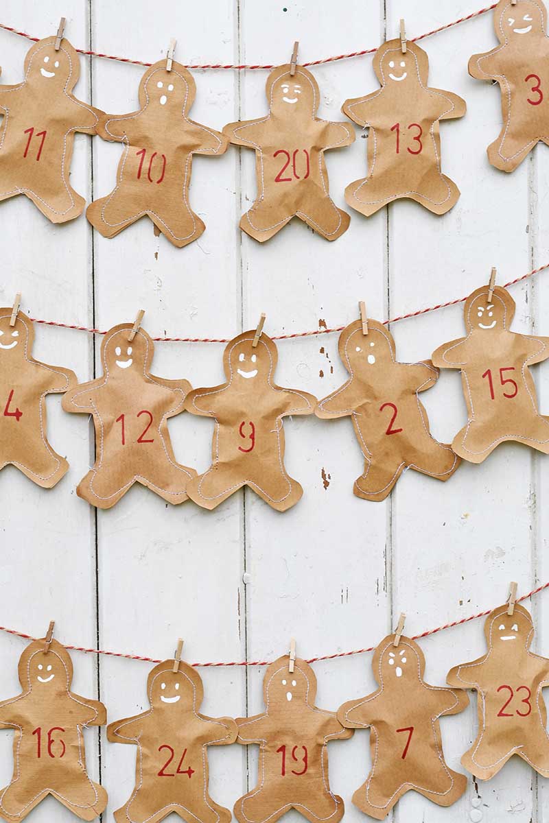 kraft paper gingerbread homemade advent calendar