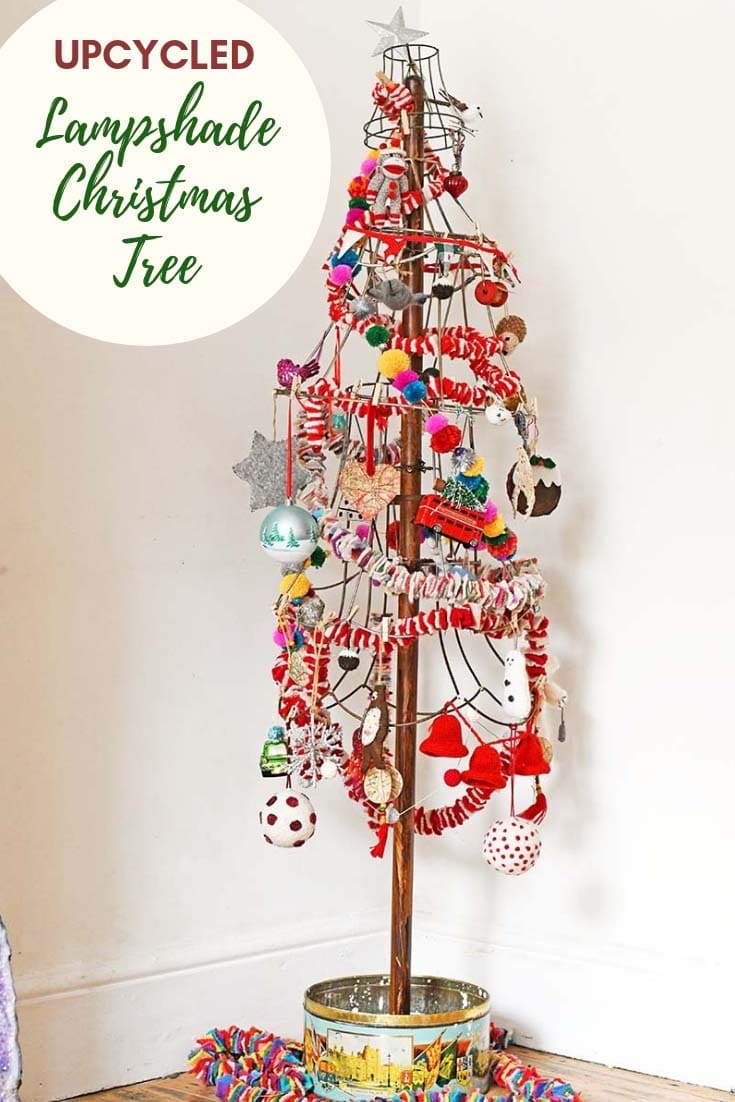 upcycled lampshade wire rustic Christmas tree