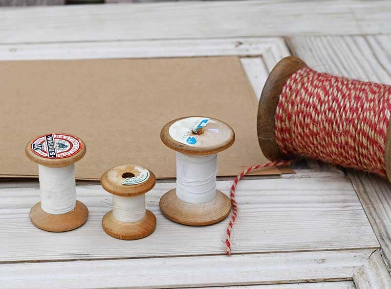 vintage wooden thread spools 