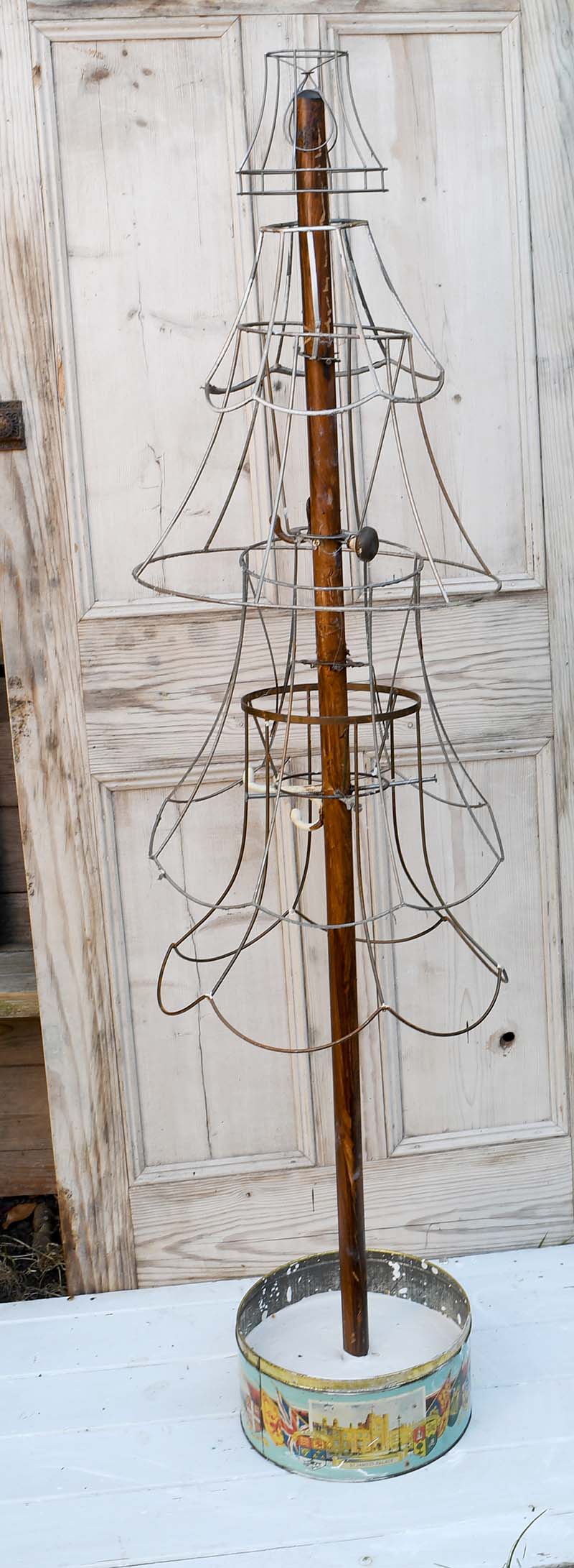 Upcycled lampshade wire christmas tree