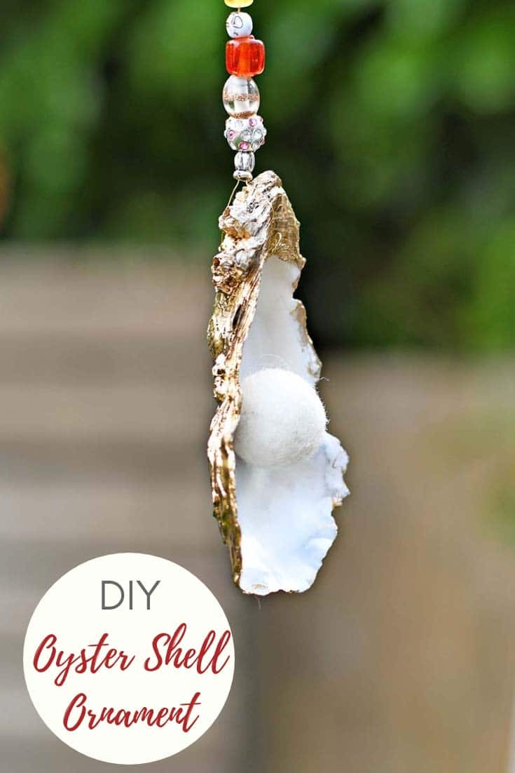 DIY Christmas oyster shell ornament