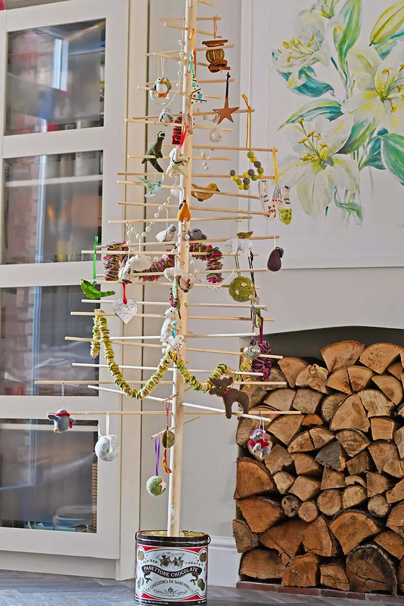 Decorated DIY Scandinavian Christmas tree