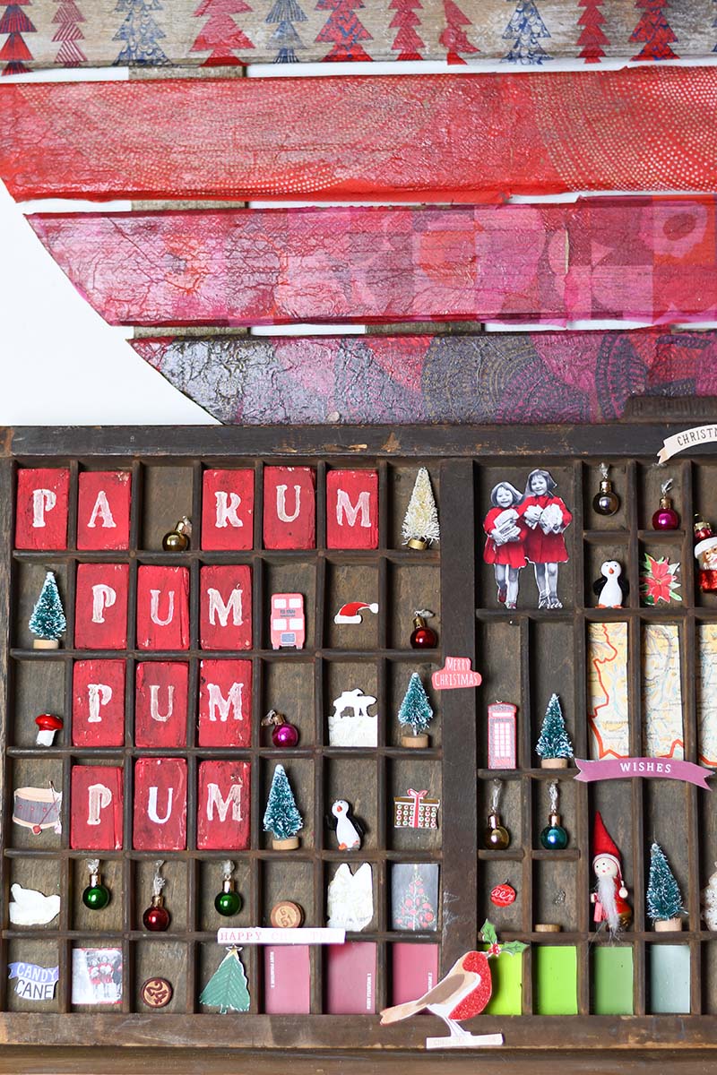 Printers tray Christmas shadow box