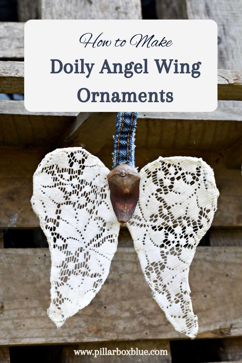 doily DIY angel wing ornament