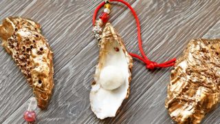DIY glamourous oyster shell ornament