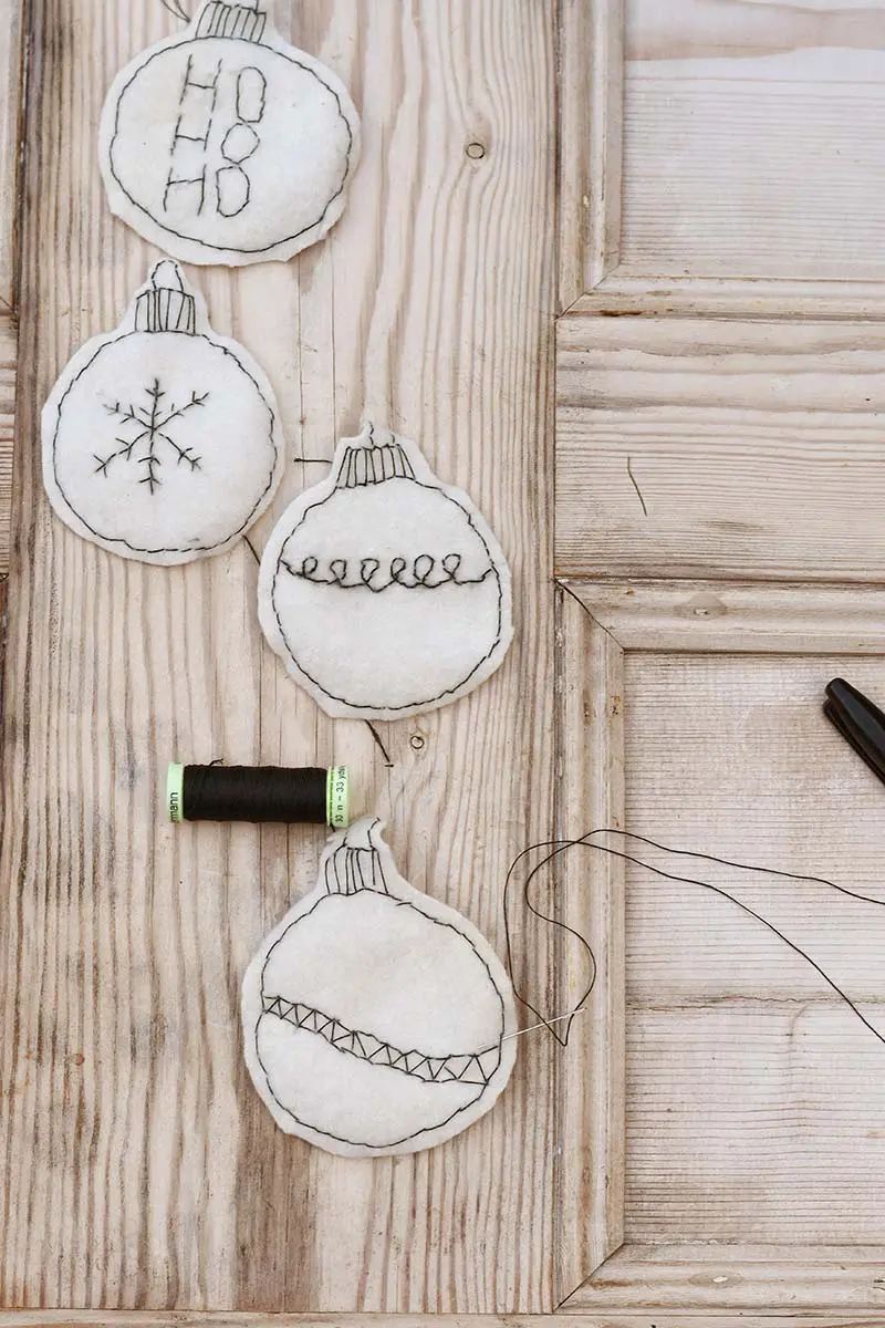 Hand Stitched felt Christmas baubles.