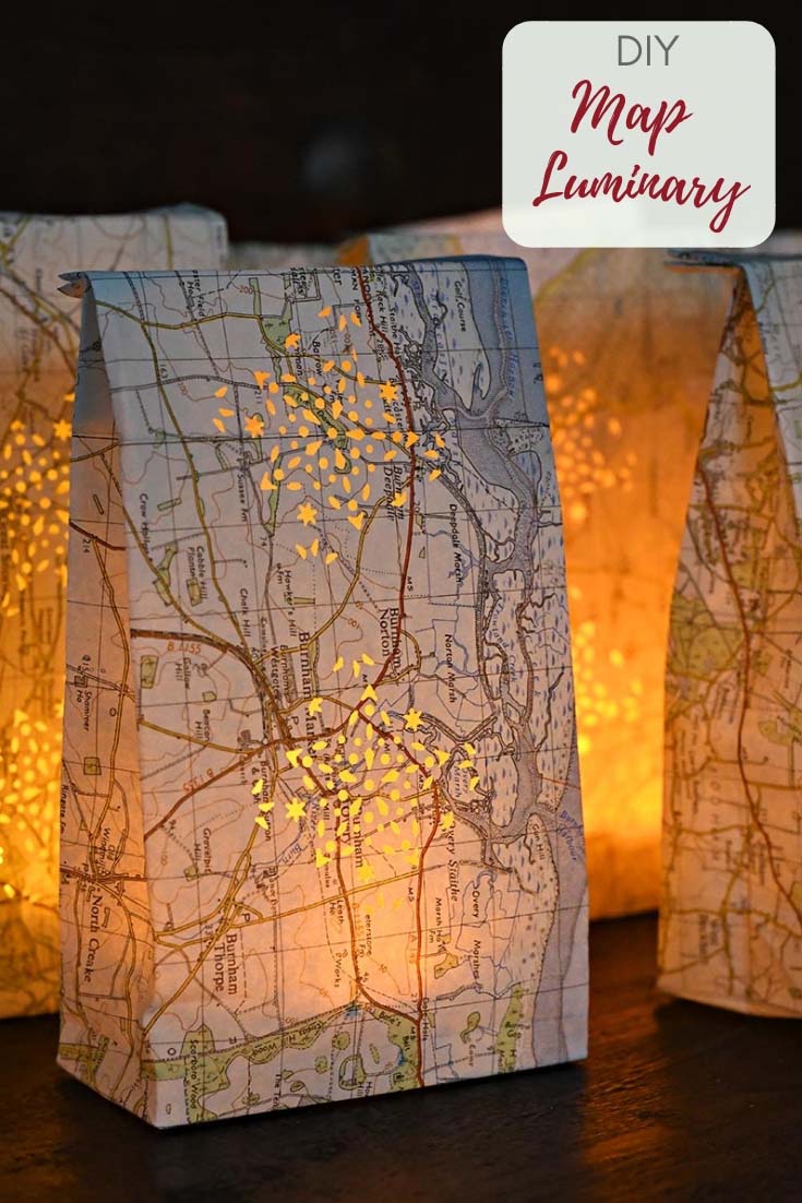 DIY map luminary bags