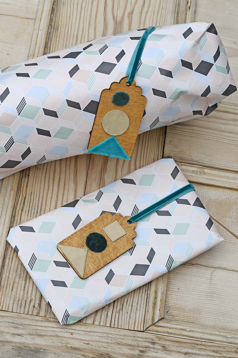 Geometric Gift tags on presents 