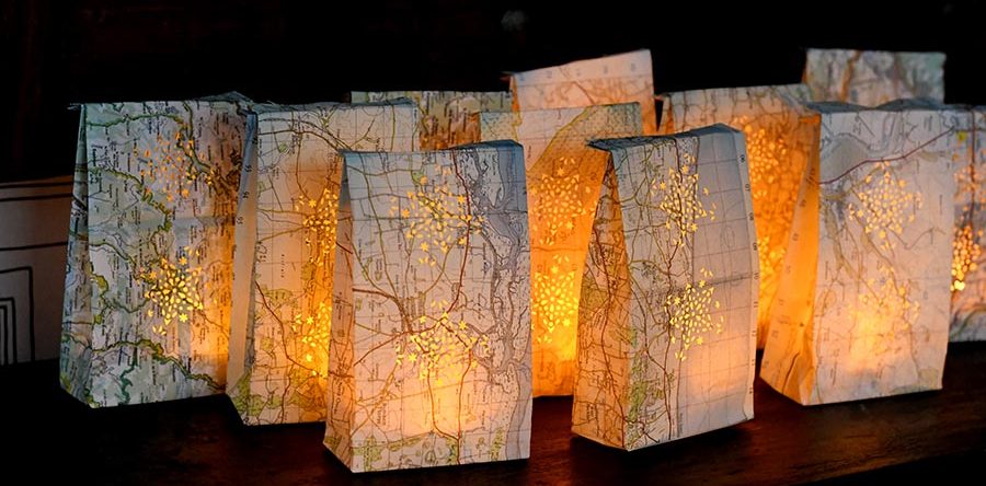 How To Make Pretty Map Luminary Bags