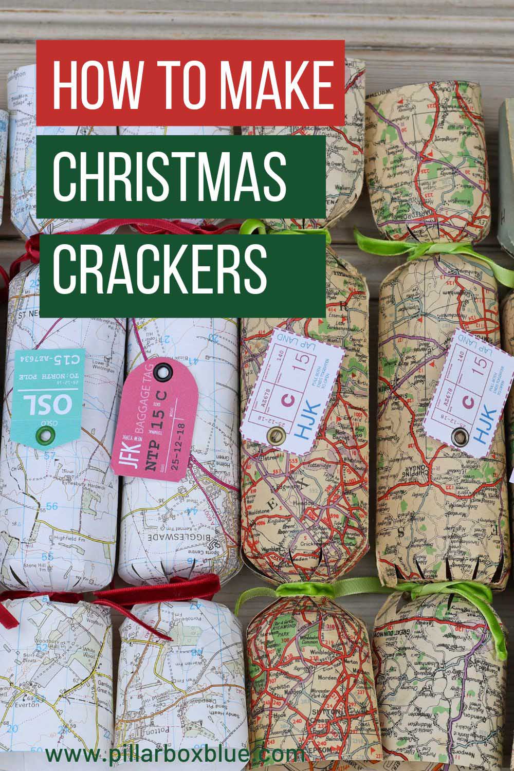 how to make christmas crackers with repurposed papers such as maps