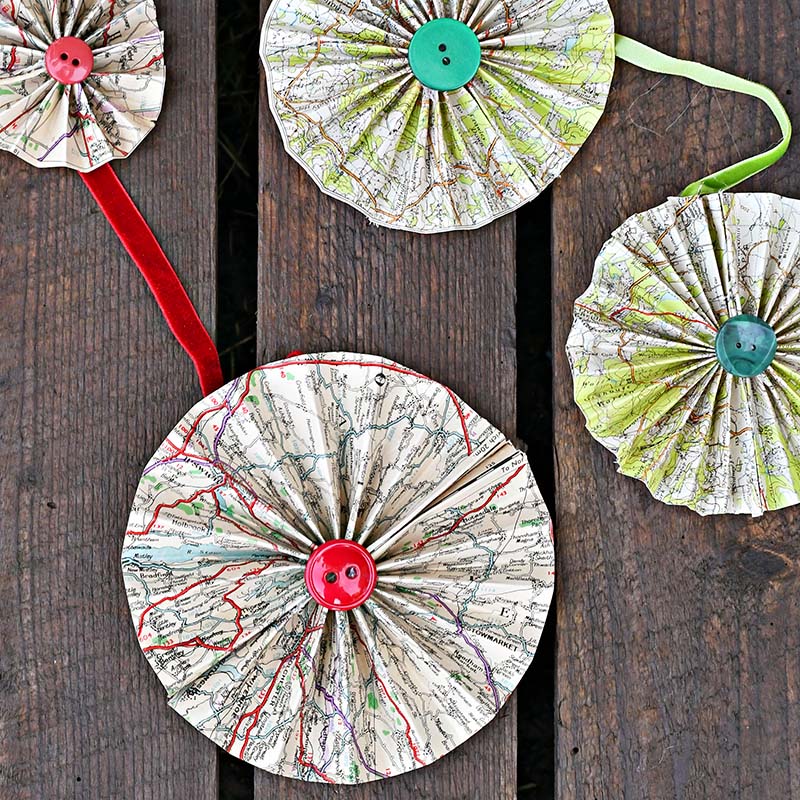 How To Make Paper Rosettes Decorations From Old Maps Pillar Box Blue